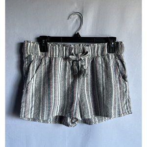 Sky and Sparrow Tilly's Stripped Linen Blend Drawstring Shorts Women’s Sz. L